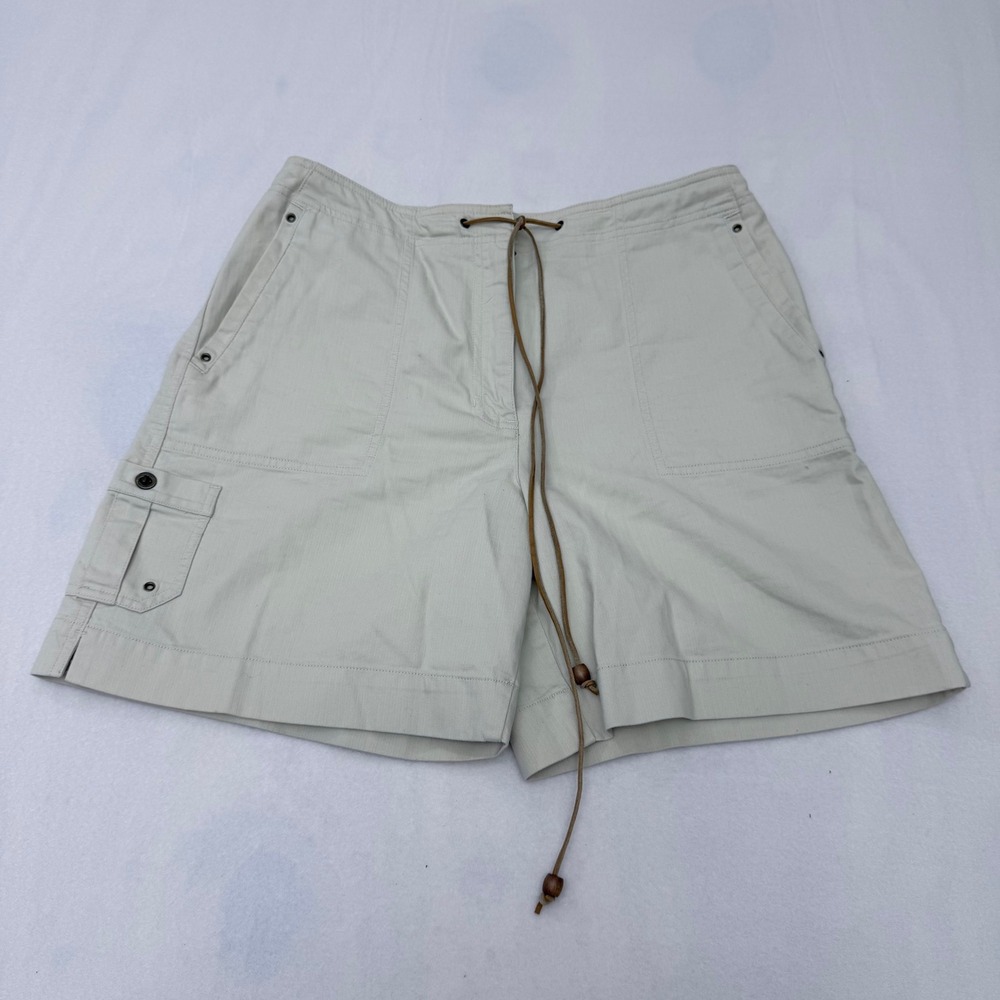 Lauren Ralph Lauren Beige Khaki Cargo Utility Shorts Drawstring Cotton Size 8